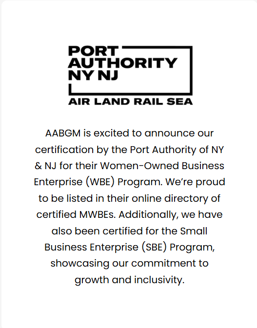 Port Authority of NY & NJ Women-Owned Business Enterprise (WBE) certified